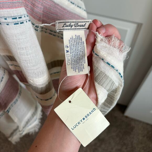 NWT Lucky Brand Striped Cotton Kimono Wrap Boho Western - Picture 3 of 4